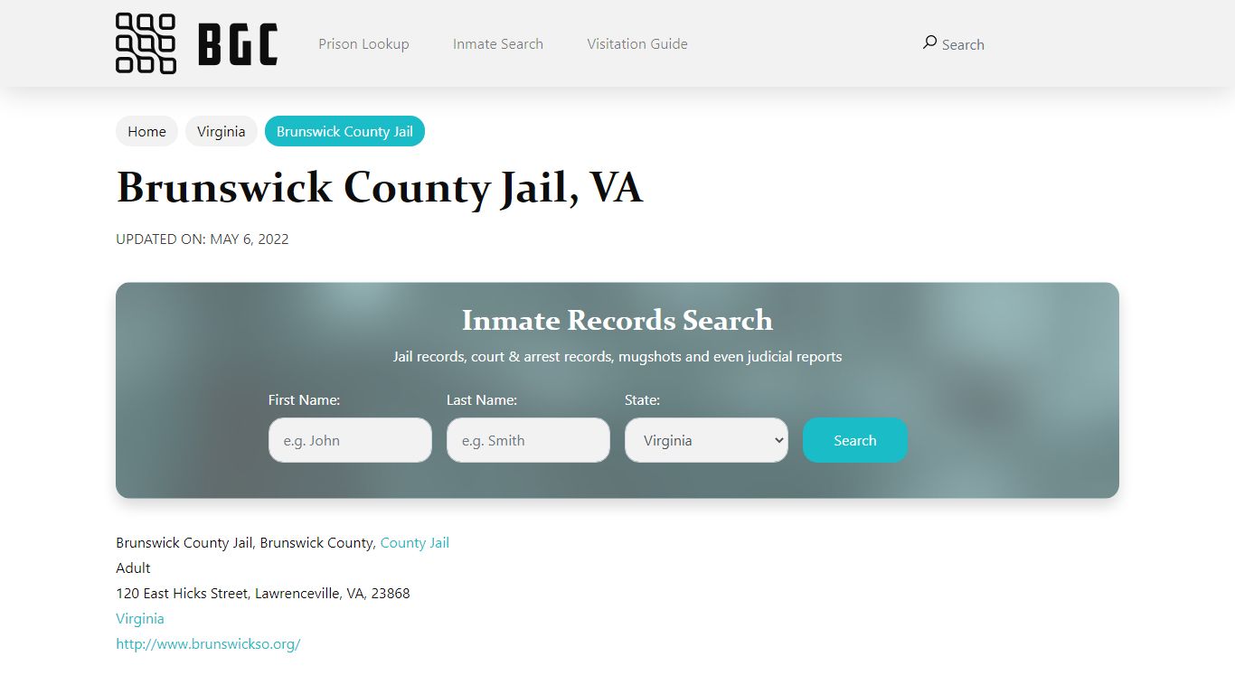 Brunswick County Jail, VA Inmate Search, Mugshots ...